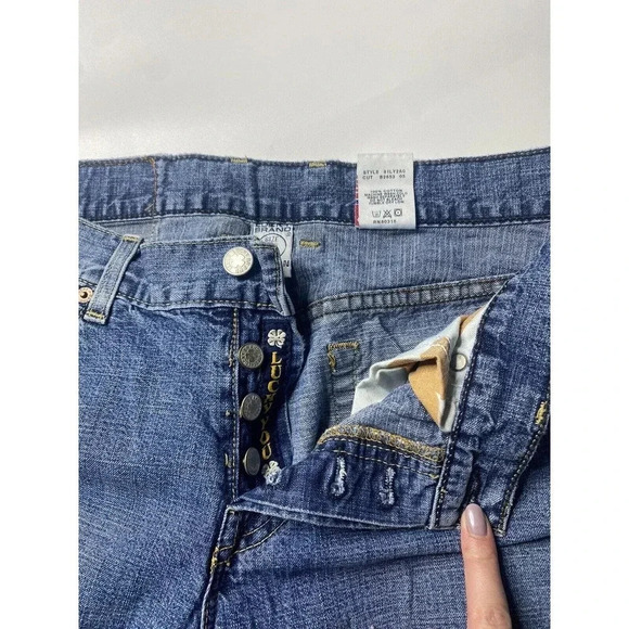 Lucky Brand Jeans Womens Size 6 Dungarees Flared Medium Wash Made In USA - Picture 5 of 9